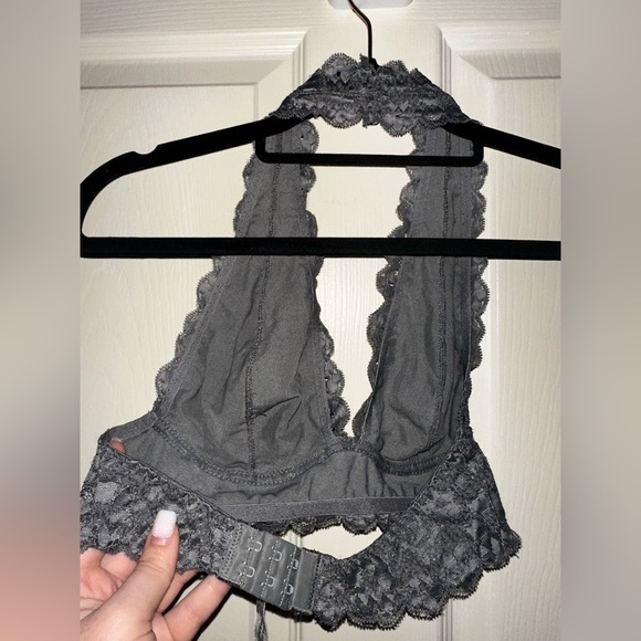 Intimately Free People grey floral lace halter bralette XS feminine lingerie - Picture 7 of 8